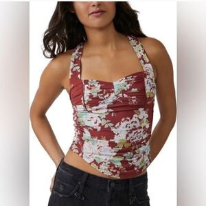 Free People Cinnamon Floral Crossback Tank Top Women's Size Large